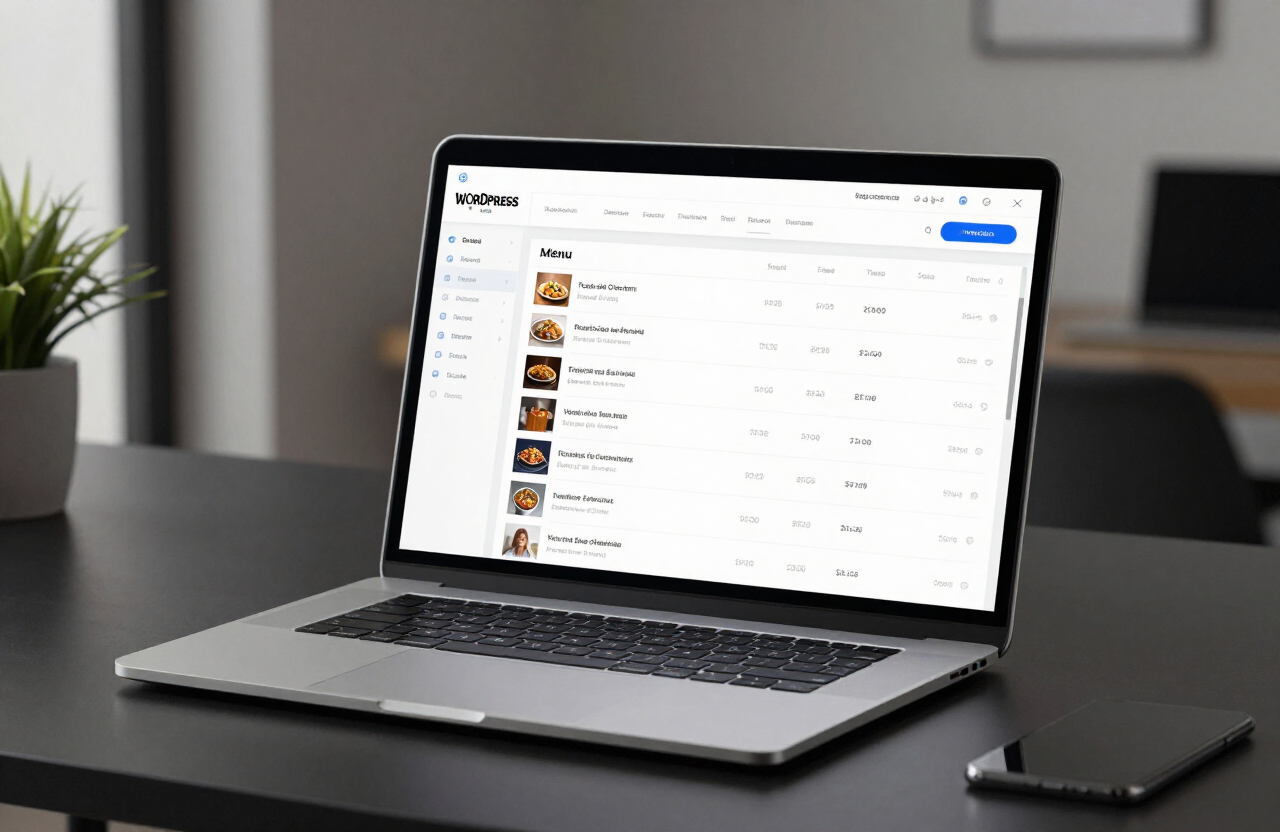 GastroFlow im Backend: Speisekarte mit Gerichten, Preisen und Status