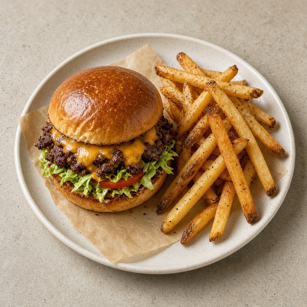 Burger House avec brioche et frites